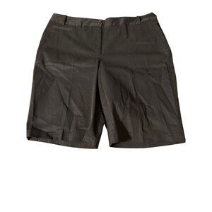 Talbots Black Bermuda Shorts Flat Front Minimalist Business Casual Size 14 NWT